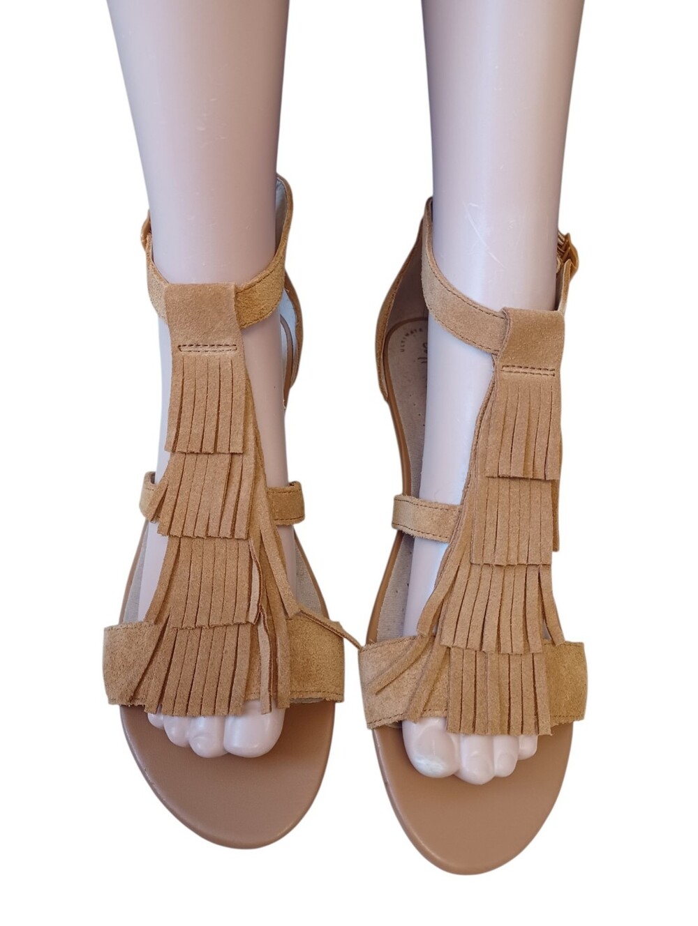 Clarks EUC Suede Abigail Sun Sandals Tan Size 11M
